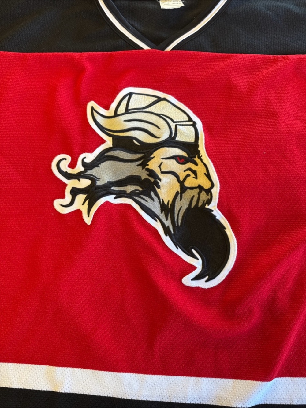 Red & Black Viking Logo Hockey Jersey XL